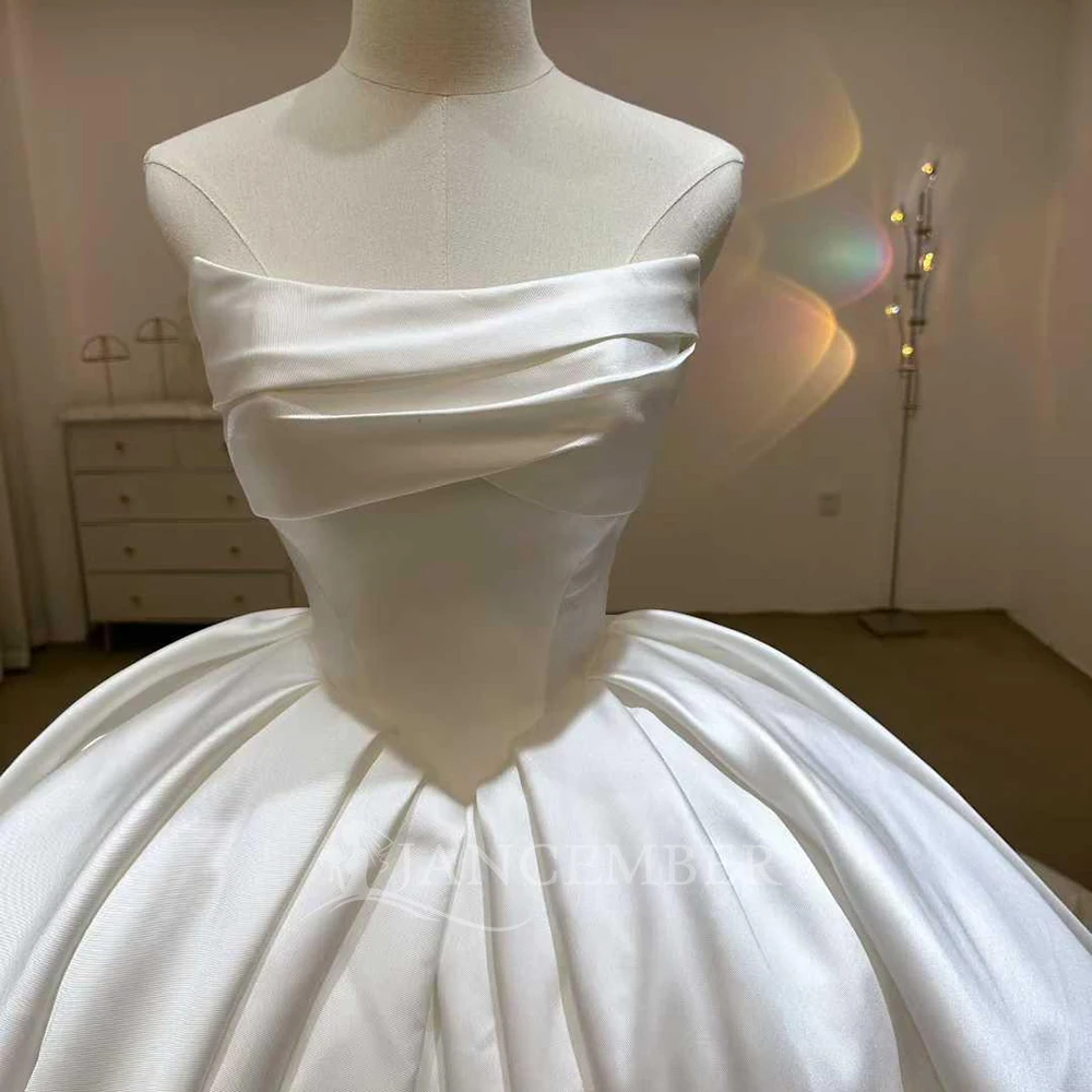 Abiti da sposa a maniche lunghe semplici personalizzati con abito da ballo per la sposa 2026 3 in 1 Promozione in raso Cappella Train robe de mariée