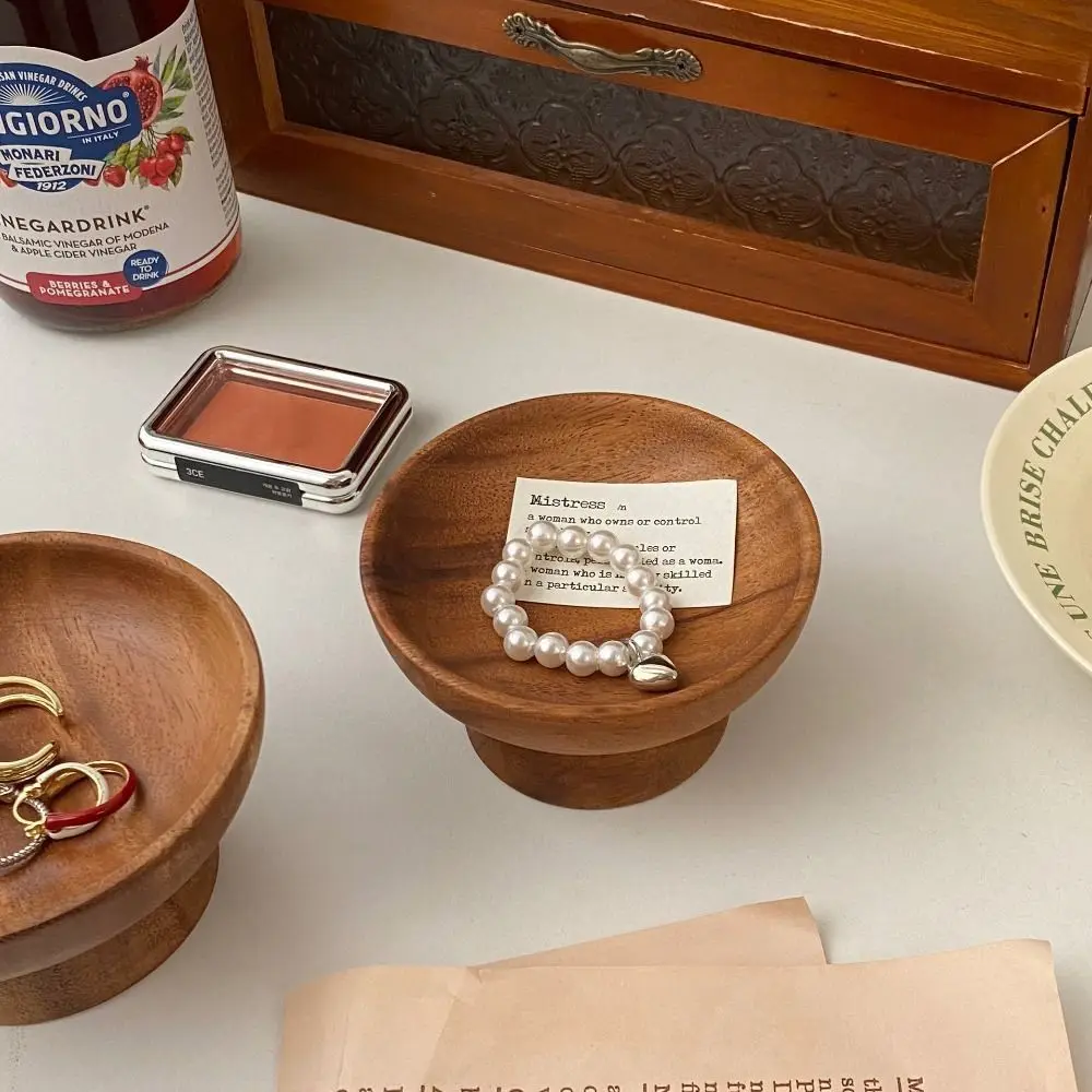 

Retro Wood Jewelry Display Tray Ear Studs Case Tall Tray Jewelry Storage Tray Irregular Shape Dim Sum Tray Wooden Fruit Tray