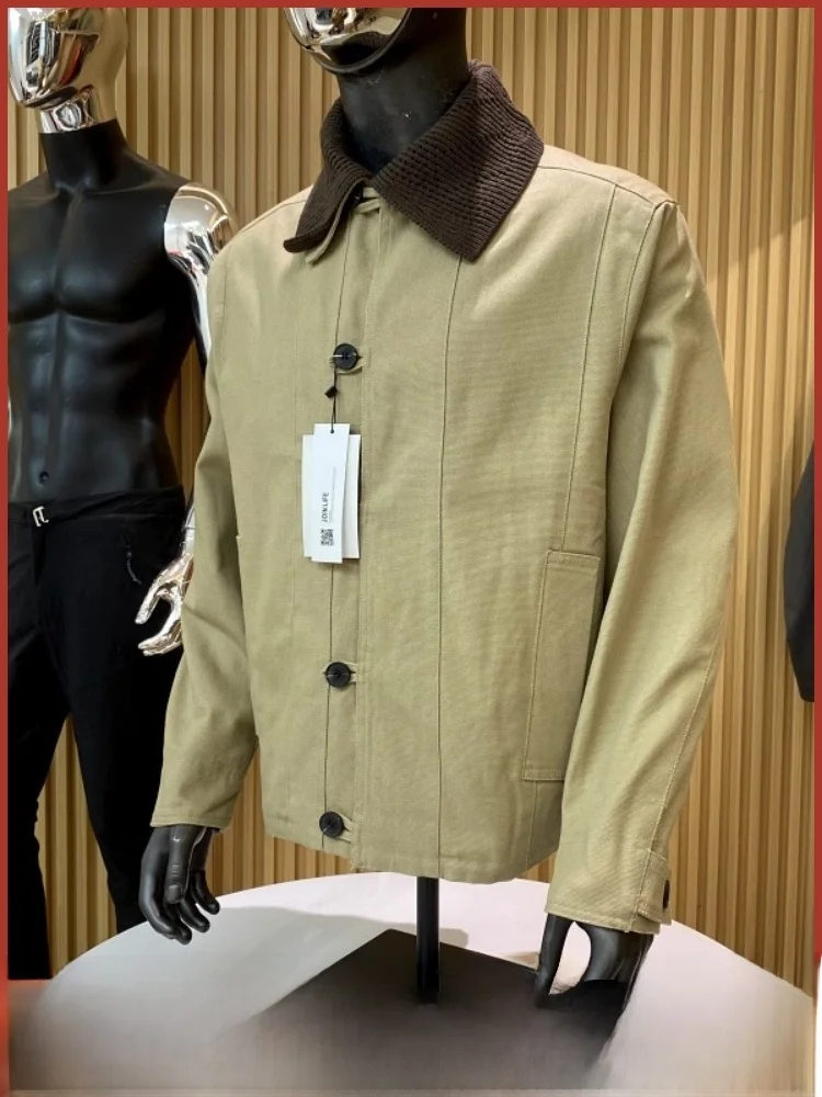 

Спани Заказ! Съемный двухслойный воротник! Мужская повседневная винтажная куртка с крючками и иглами, полиэстеровая куртка с пуговицами и подставкой...