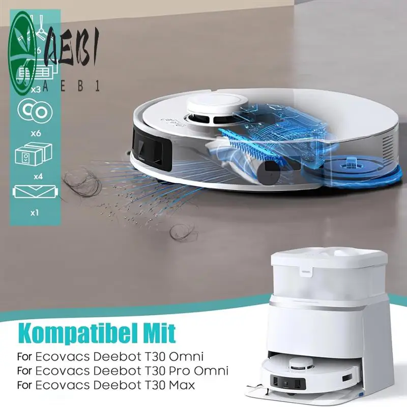 

AEB1-Для Ecovacs Deebot T30 Pro Omni/T30 Omni/T30 Omni/T30 Max Основная боковая щетка для пылесоса Hepa-фильтр, швабра, тканевые мешки для пыли