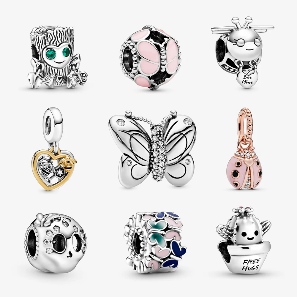 

925 Sterling Silver Charm Original Ladybird Butterfly Bee Beads Charms Fit Pandora Bracelets Necklaces Diy Jewelry For Women