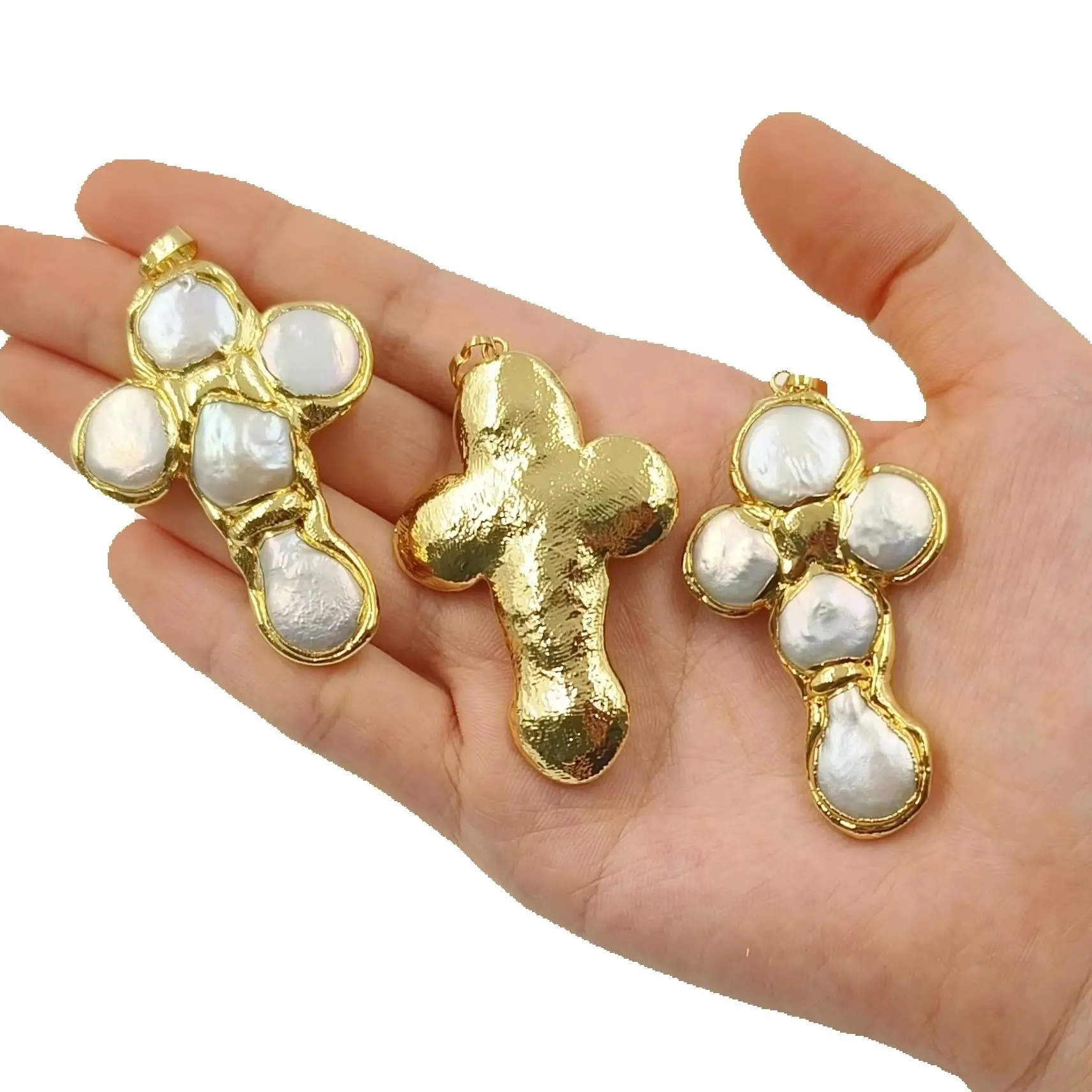 

WT-JP421 Best-Selling Cross Pendant Series With Freshwater Pearl And 18k Gold Plated DIY Accessory Making