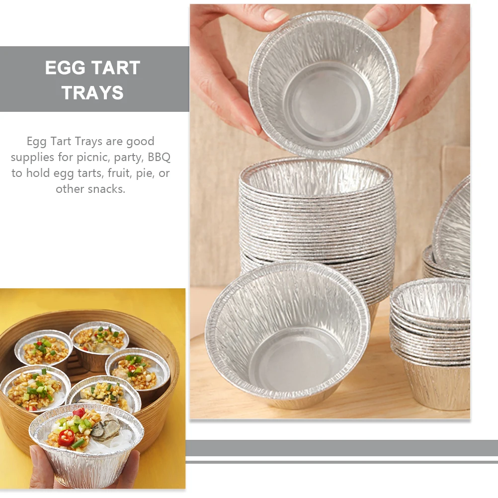 

25 Pcs Egg Tart Mold Aluminum Foil Trays Loose Base Quiche Tins Cheesecake Baking Dish Oven Mini Kitchen Gadget Dessert Pan