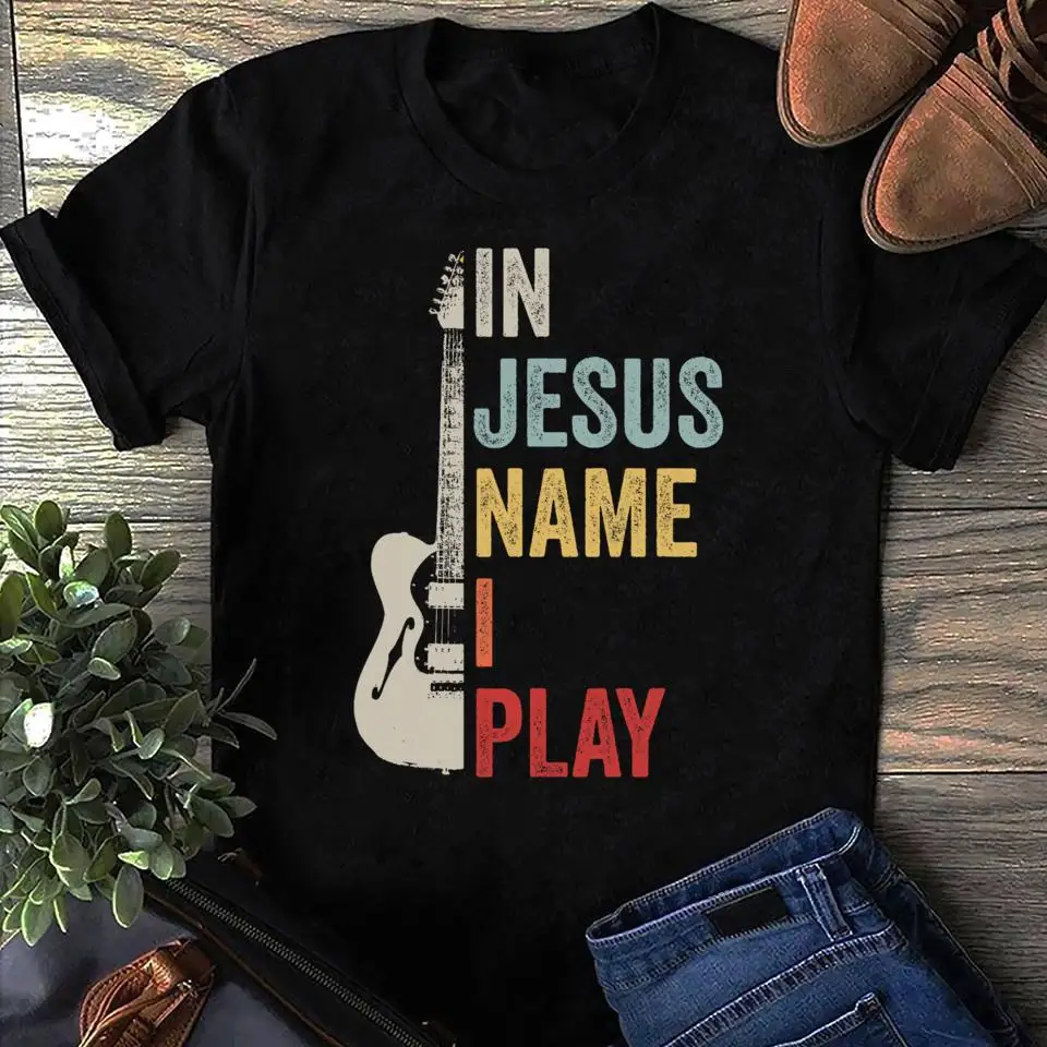 In Jesus Name I Play T-shirt Summer Tracksuit Men's Pullovers Short-sleeved Tops Harajuku Cotton Sweatshirt Casual Sportswear