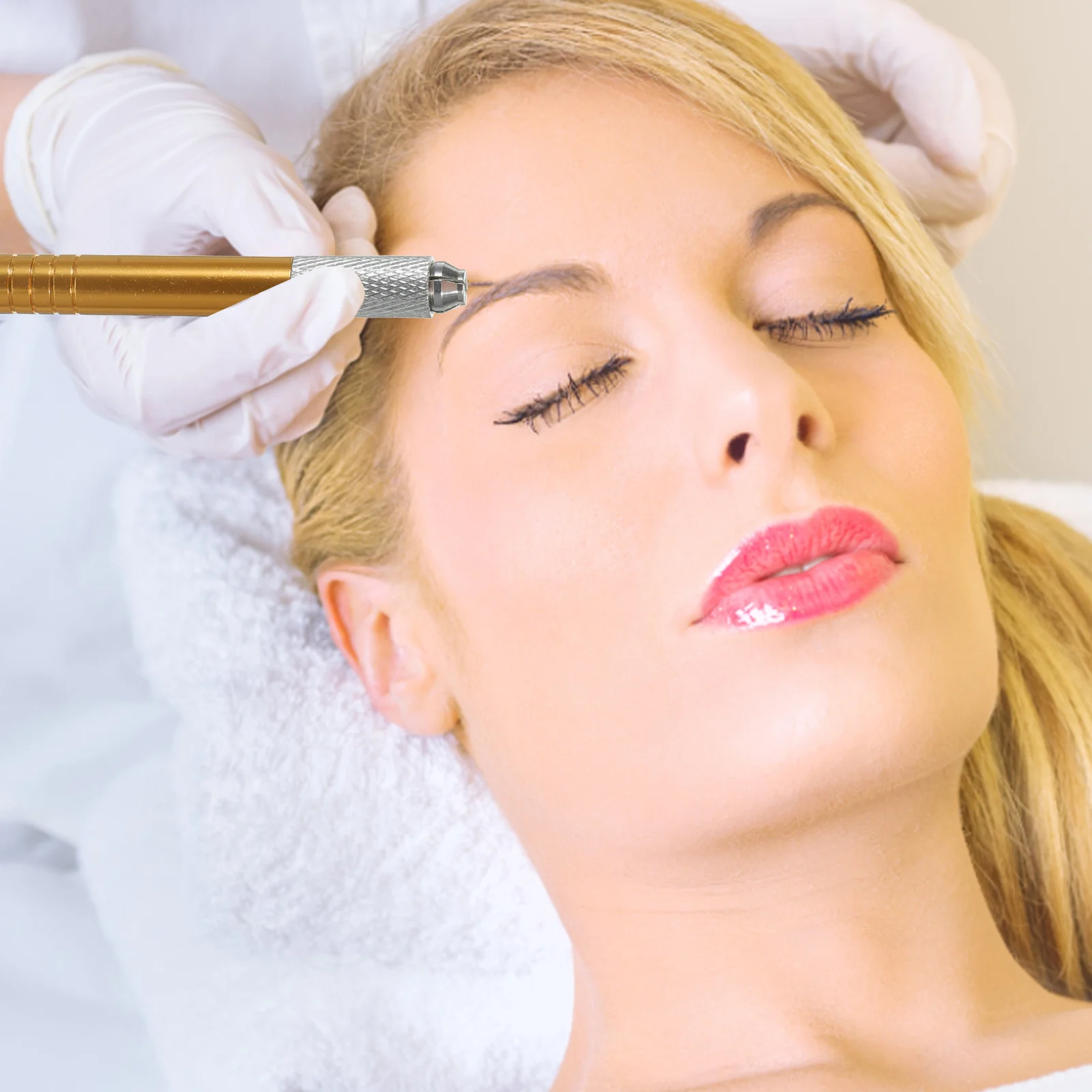 قلم Microblading للحواجب احترافي بتصميم مزدوج الأطراف من حجر الراين أداة Microblading متينة للاستخدام في صالونات التجميل