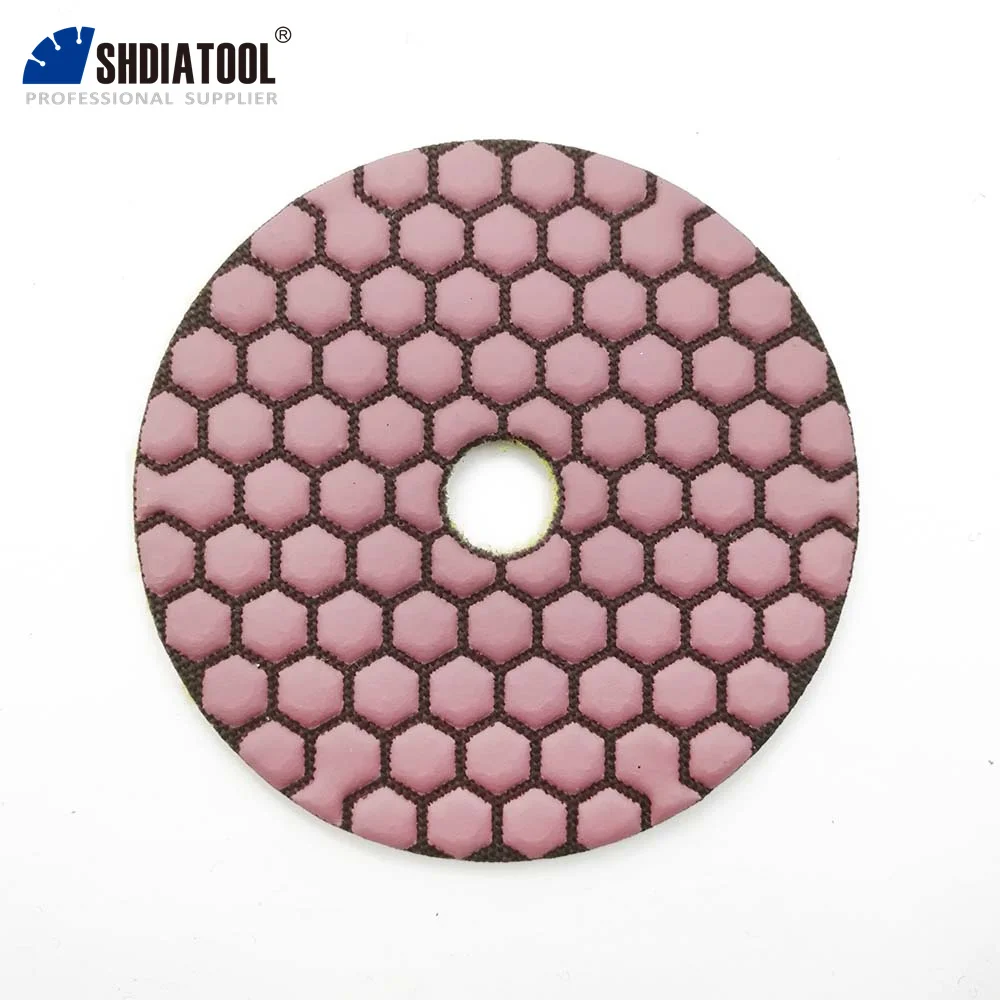 SHDIATOOL 7Pcs 4inch Resin Bond Diamond Flexible Dry Polishing Pads Grit #100 For Granite Marble Ceramic 100mm Dry Sanding Disc