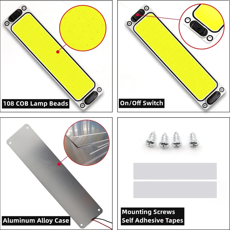 #A 12-24V Car Interior Lighting LED Reading Night Strip Light Interior Light Dome Lamp With On Off Switch For Van Lorry Truck