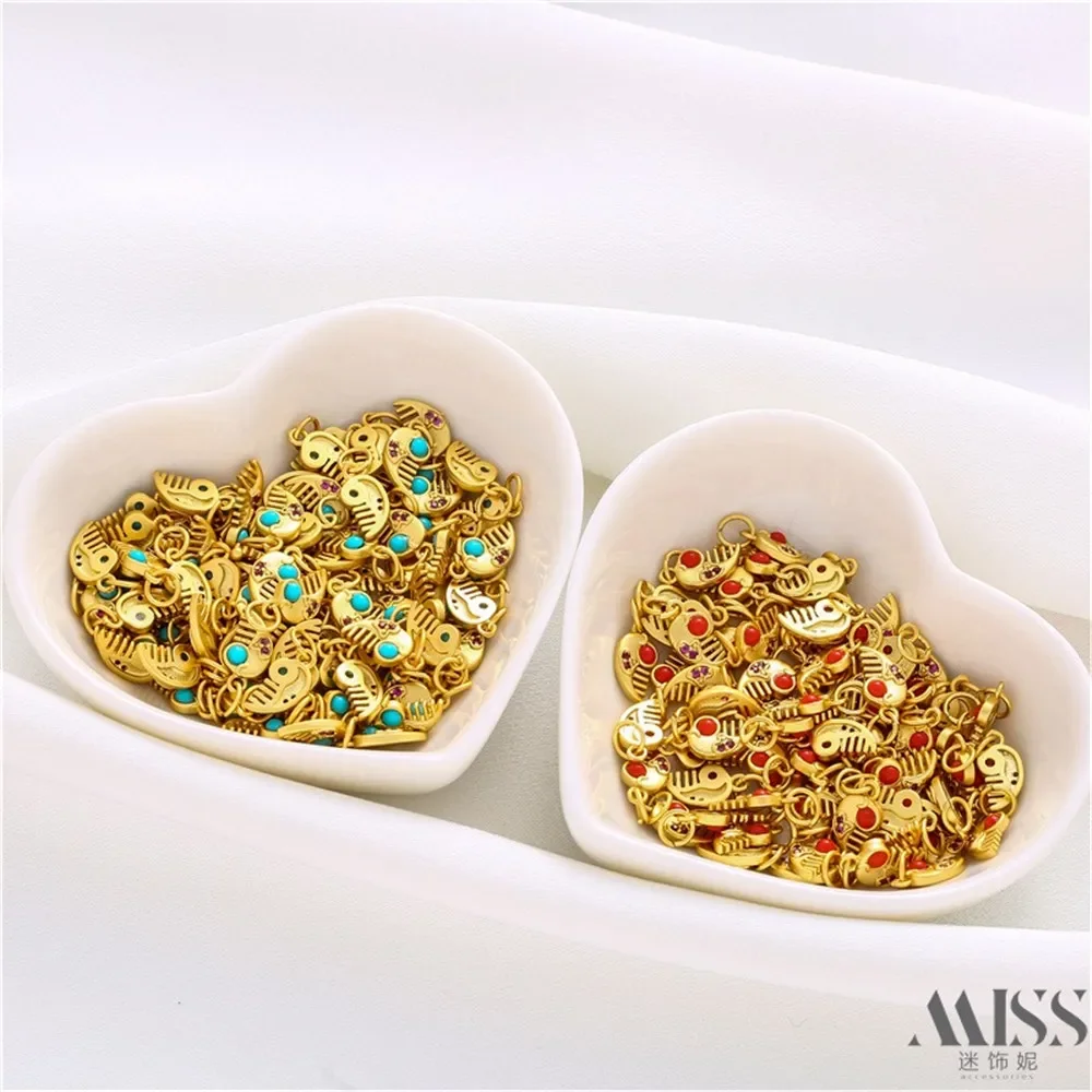 كتم الذهب اللون الاحتفاظ Nanhong الأخضر الصنوبر الزركون قلادة مشط صغيرة DIY بها بنفسك اكسسوارات اليدوية سوار قلادة دلاية مجوهرات