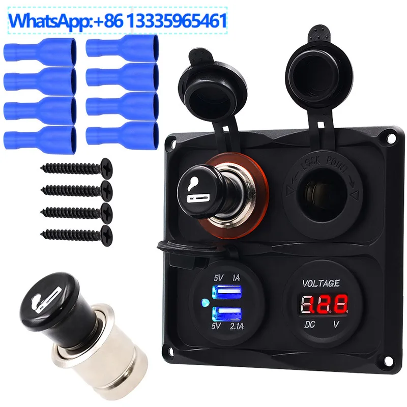 

RV Yacht Marine USB Charger Voltage Meter Cigarette Lighter with Cigarette Butts 12/24V Electric Seat Combination