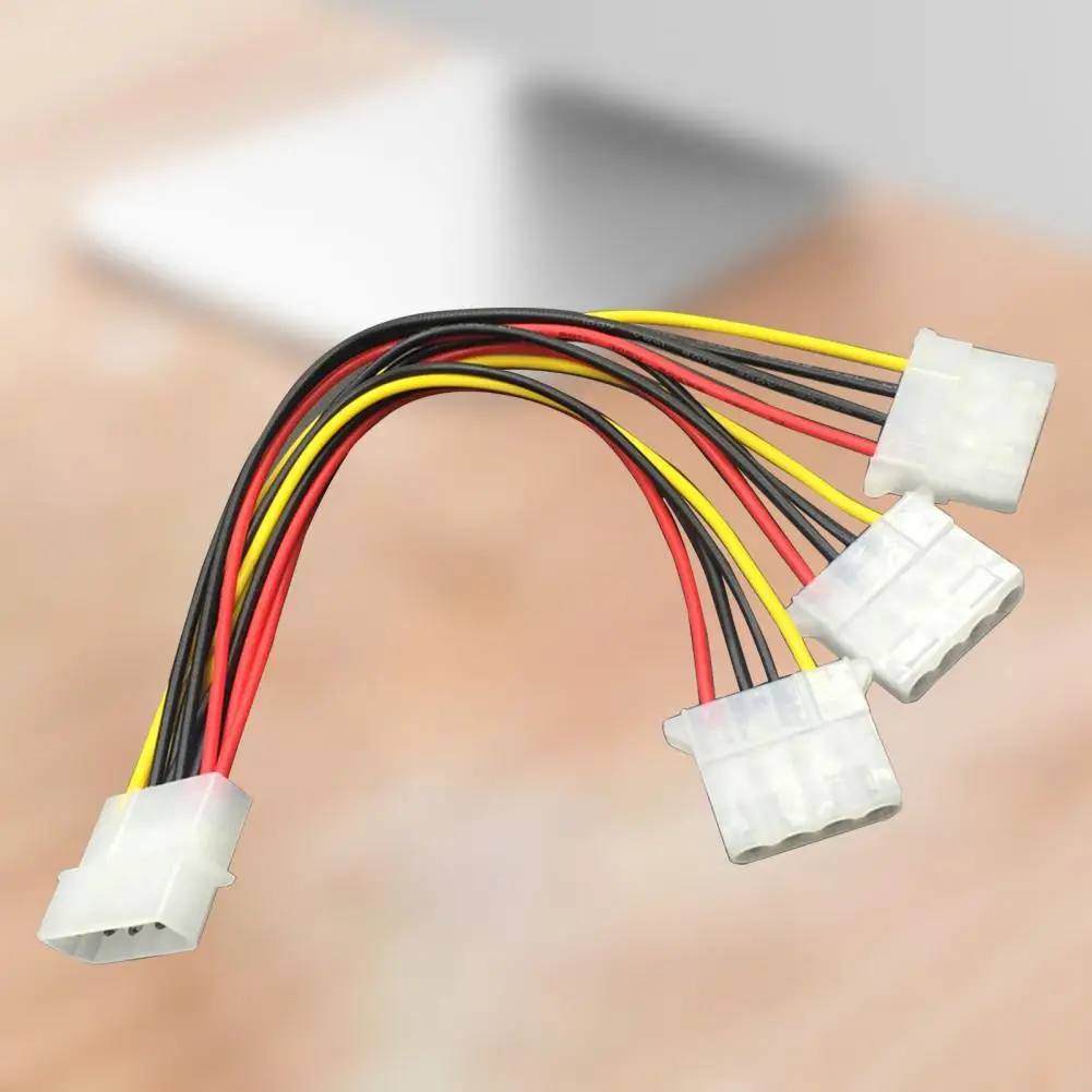 Unique Portable Big 4-pin 1-to-3 IDE Molex Male to Female Adapter Durable Wear-resistant Power Supply Cable for PC