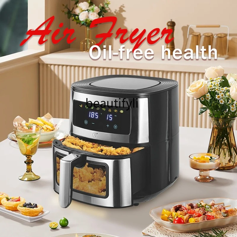Penggoreng Udara Rumah Tangga Visual Kapasitas Besar 5,5L Oven Penggoreng Listrik Udara Integrasi Multifungsi