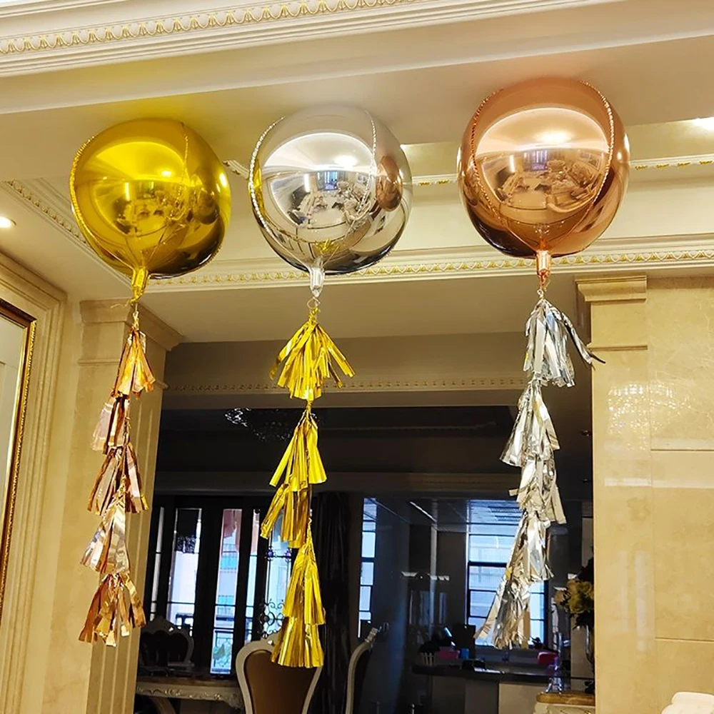 

18/22 inch Rose Gold Silver 4D Round Aluminum Foil Large Balloon Birthday Party Wedding Ball Ceiling Decoration Supplies