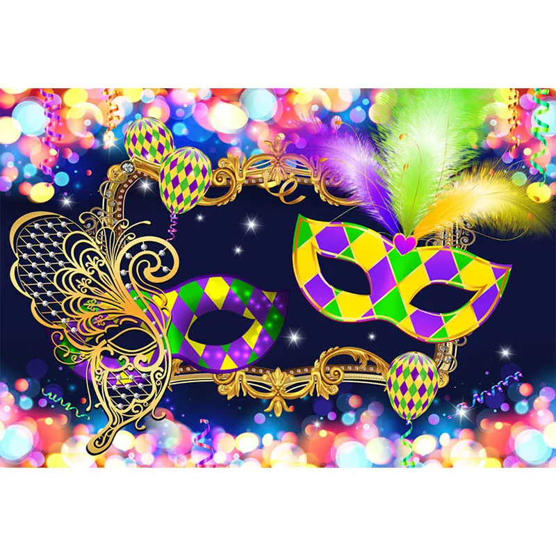 Avezano Backgrounds for Photography Masquerade Mask Jewellery Feather Glitter Backdrop Photo Studio Adult Party Banner Decor