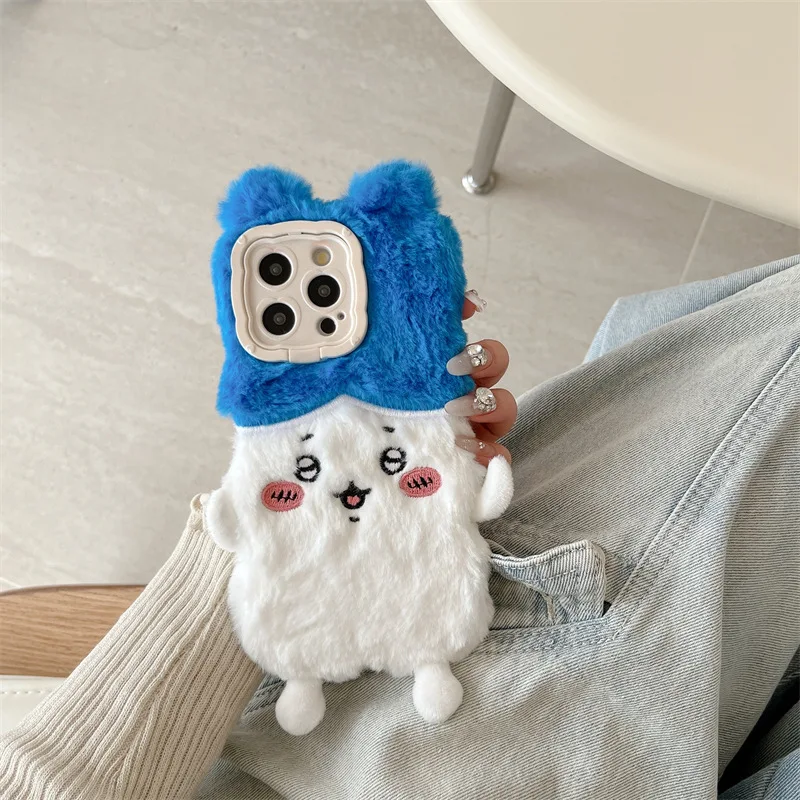 حافظة هاتف كاواي سانريو تشيكاوا من القطيفة الشاملة لهاتف آيفون 16 15 14 12 13 11 Pro Max لمنع السقوط