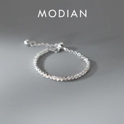 Modian 2026 New Real 925 Sterling Silver Dazzling Cute Adjustable Chain Finger Rings For Women Wedding Jewelry Accessories Anel