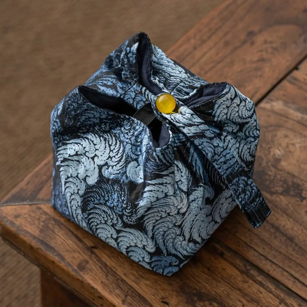 Multi-functional Brocade Tea Set Storage Bag Thickened Embroidered Chinese Style Bag Kettle Storage Bag Outdoor Tea Set