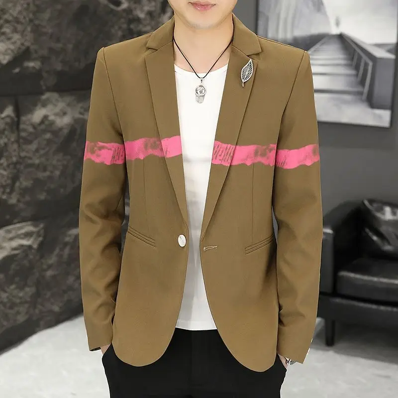 

Sli Slim Fit повседневный мужской костюм Jaet однотонный корейский вариант весна осень модная верхняя одежда Urban Sle Long Sve