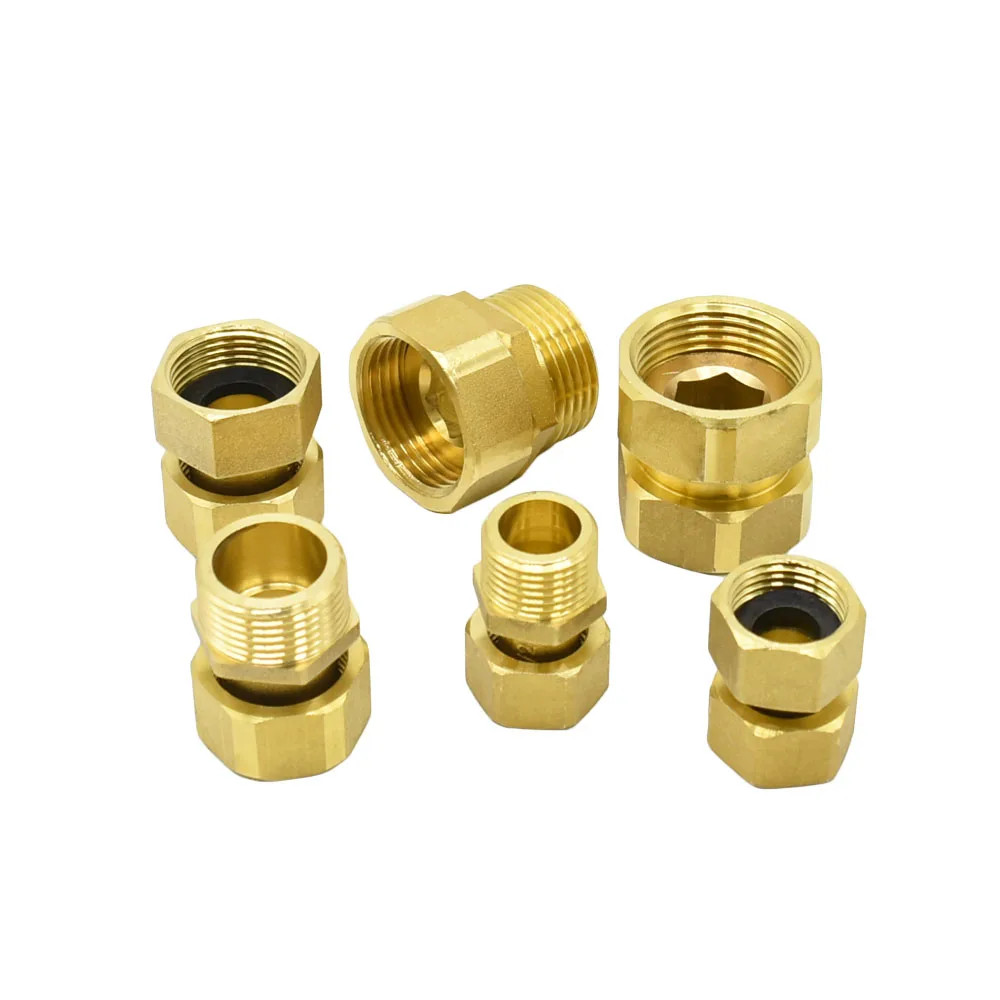 Brass 1/2 3/4 1inch Male Female Thread Connector Copper Repair Fittings Copper Metal Threaded Water Pipe Connector