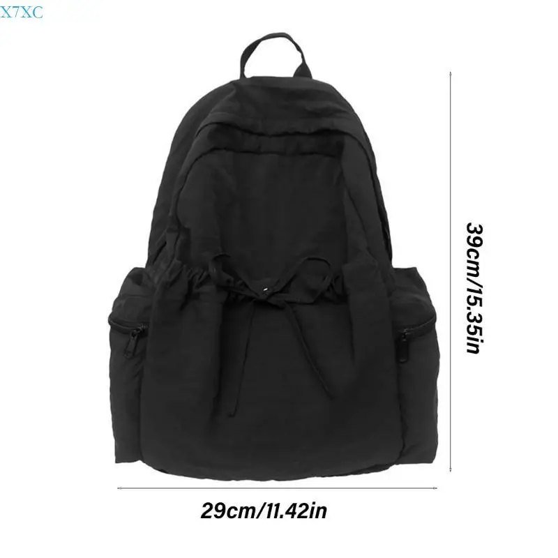X7XC Korean School Bag Aesthetic Backpack Nylon Laptop Bags for Teenagers Large Capacity Daypack Casual Book Bag