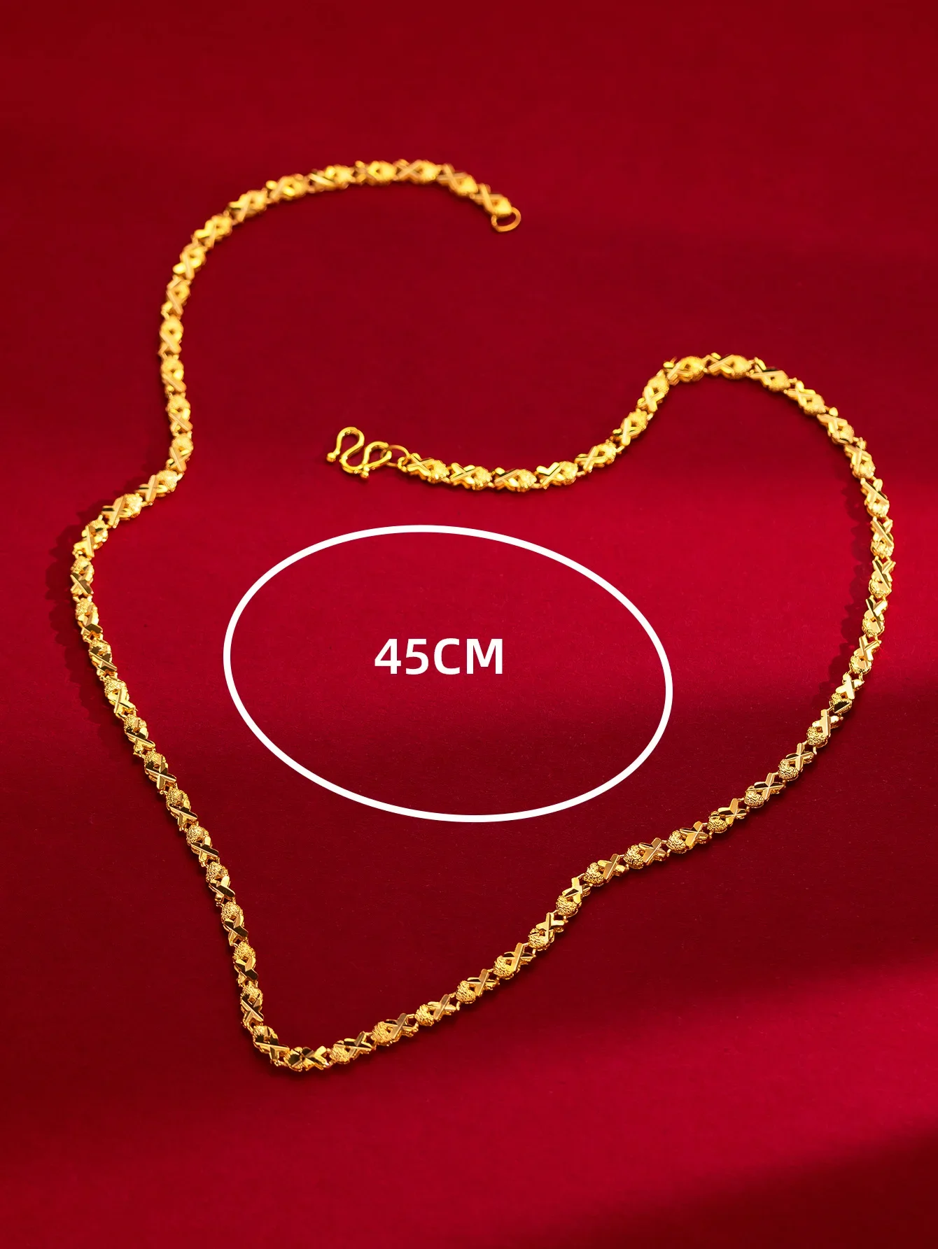 

Ladies luxury 18K gold necklace retro AU750 grass heart inverted sweater chain large flower pendant