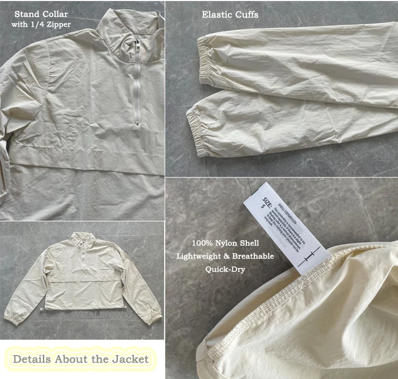 VITALINOVO Damen-Sportjacke, leichter Pullover mit Viertelreißverschluss, für Golf, Wandern, Laufen, Windjacke, UPF50+, wasserdichte Jacke – Detail 4