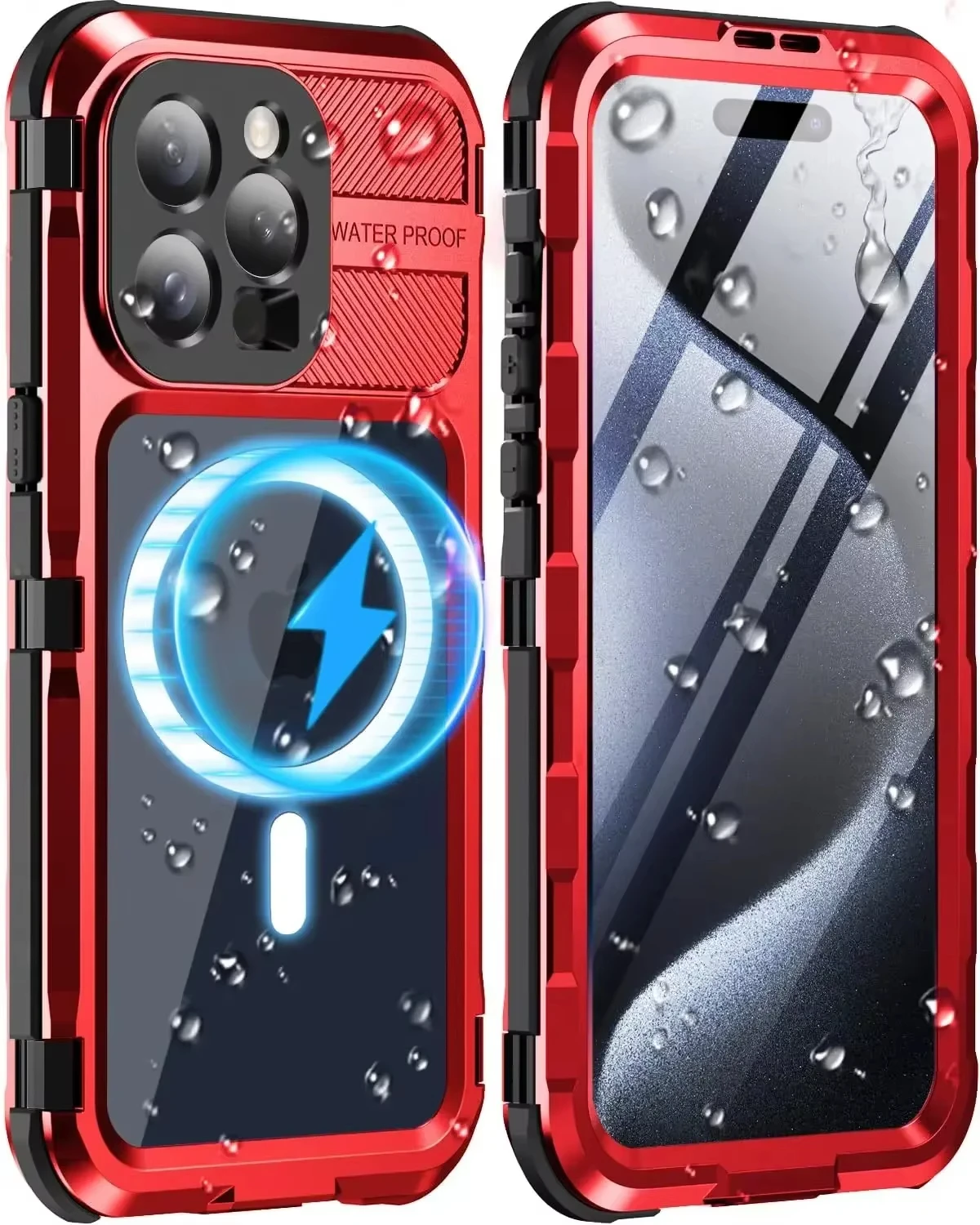 

For iPhone 16 Pro Max 15Pro 14Plus 16 IP68 Full Sealed Waterproof Aluminum Metal Case Screen Protector Military Shockproof Cover