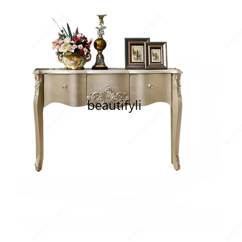 

European-Style Home Light Luxury Entrance Cabinet French Retro Living Room Wall Cabinet Bedroom Dresser Desk