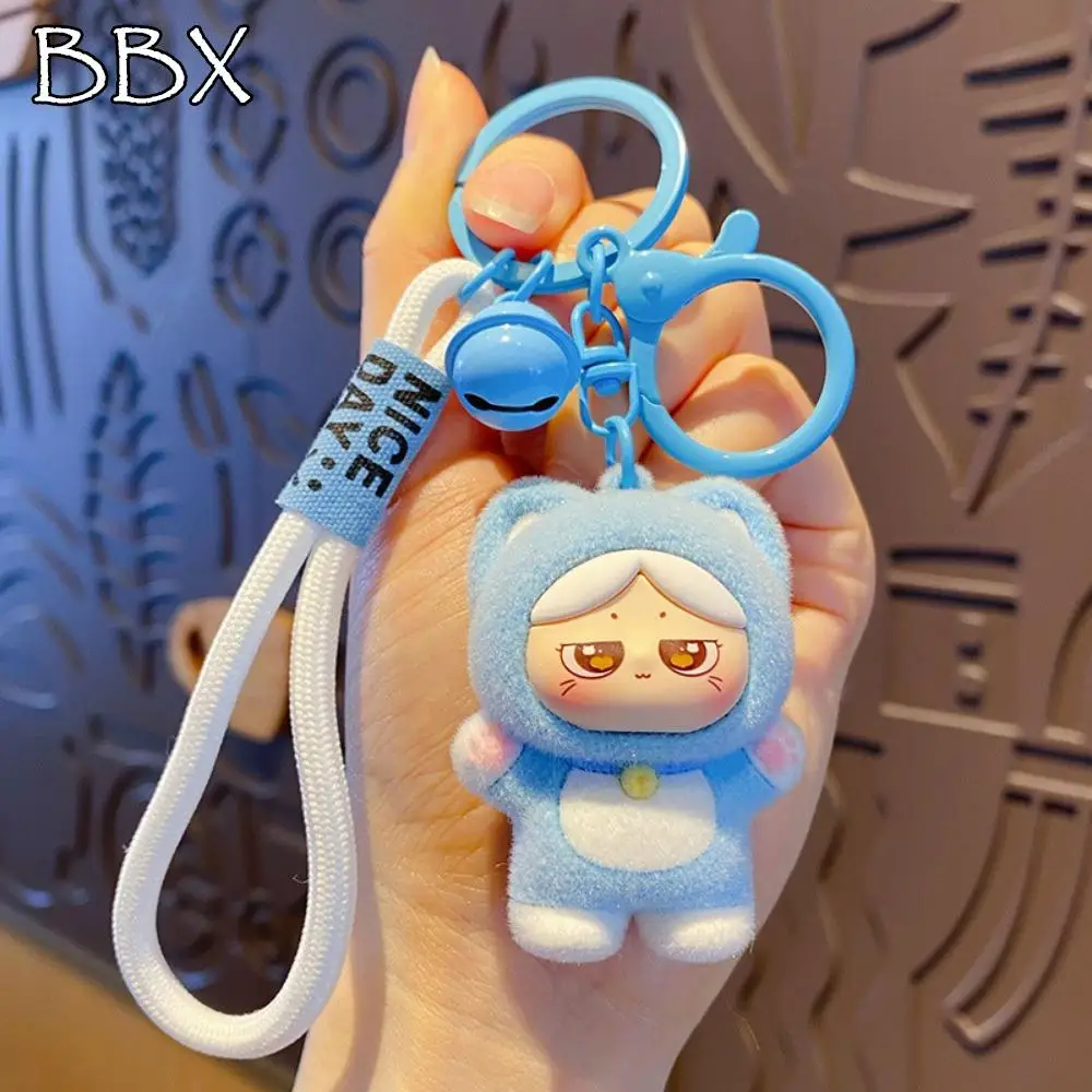 

Hanging Ornament Cute Flocking Doll Key Chain Cartoon Bell Car Key Ring PVC Stylish Bag Pendant Key Holder