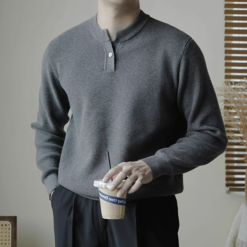 [الصوف المخلوط] سترة محبوكة للخريف والشتاء فضفاضة ودافئة