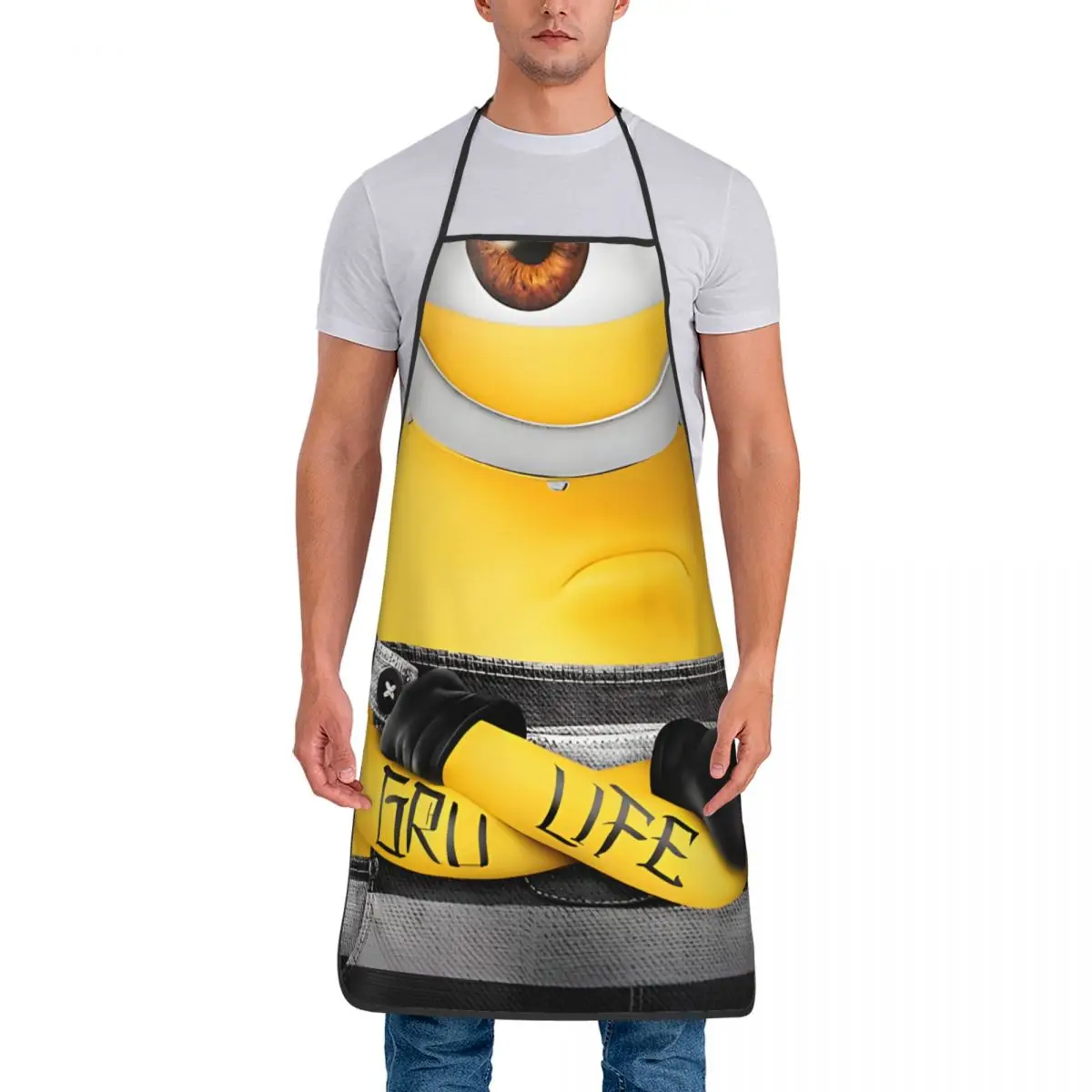 Funny Minions Gru Life Bad Minion Tattoo Apron Men Women Unisex Kitchen Chef Despicable Me Tablier Cuisine Cooking Baking