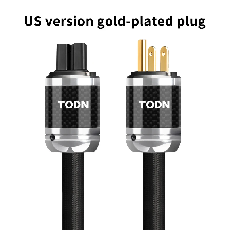 TODN Stroomkabel HIFI OCC Audiokabel EU/US V-serie Afgeschermde Koolstofvezel Behuizing Connector Versterker Filter Audio Stroomkabel