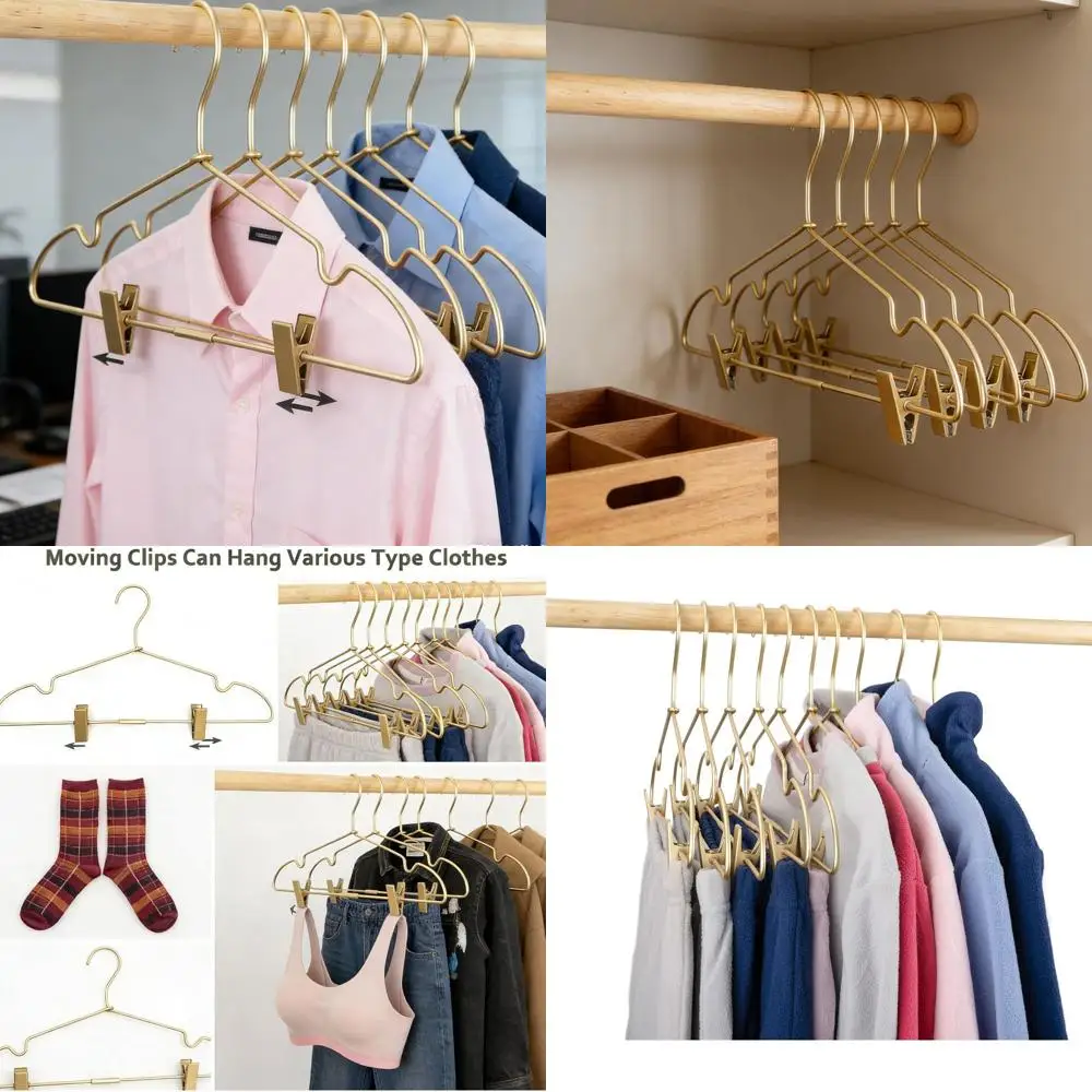 

Золотистые металлические вешалки-клипсы, 30 штук, взрослый размер, экономия места для хранения пальто, костюмов и одежды