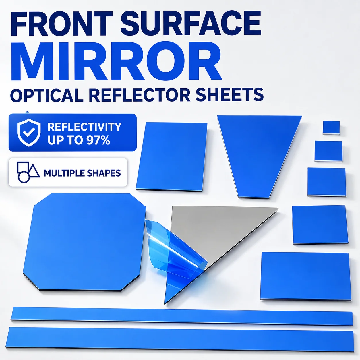 Flat Mirror Front Surface Coating Projector Square Total Reflection Custom Optical Glass Reflector
