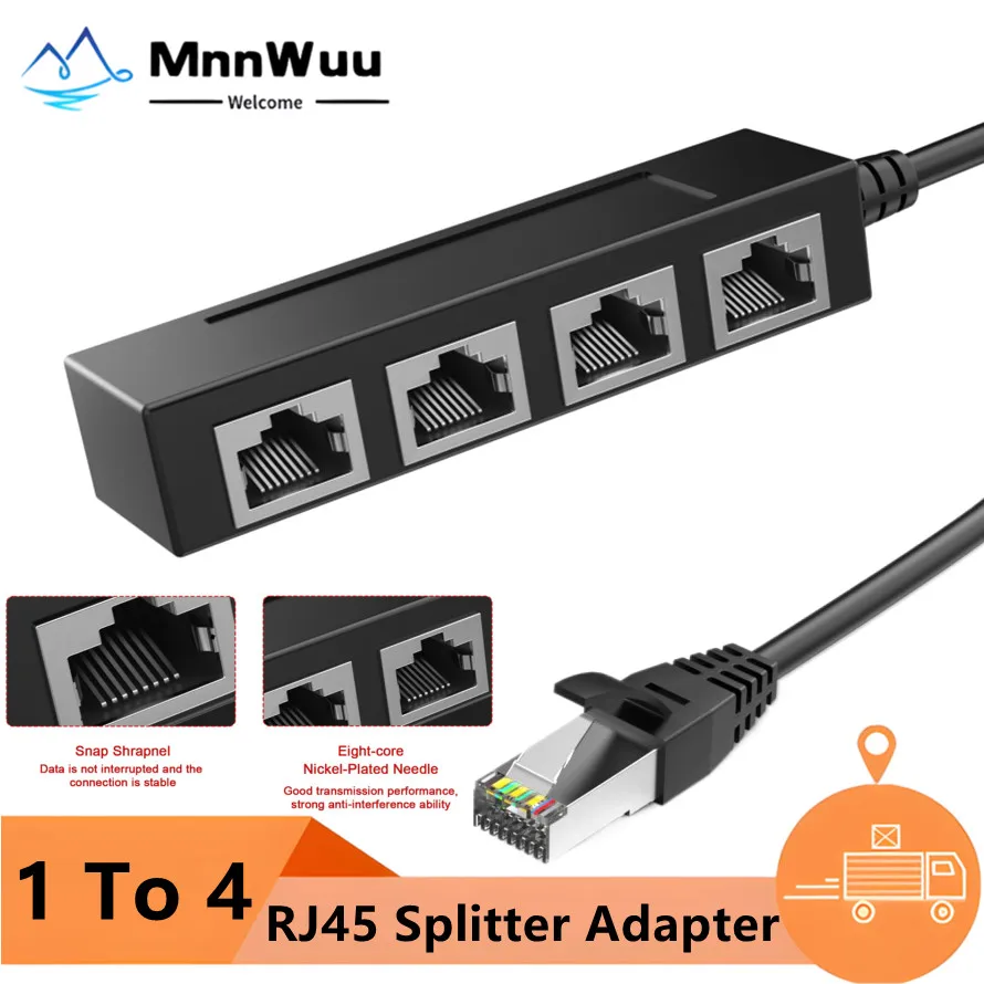 

Разветвитель кабеля Ethernet RJ45, сетевой адаптер, разветвитель Ethernet, кабель с 1-4 портами, подходящий адаптер разъема Ethernet Super LAN