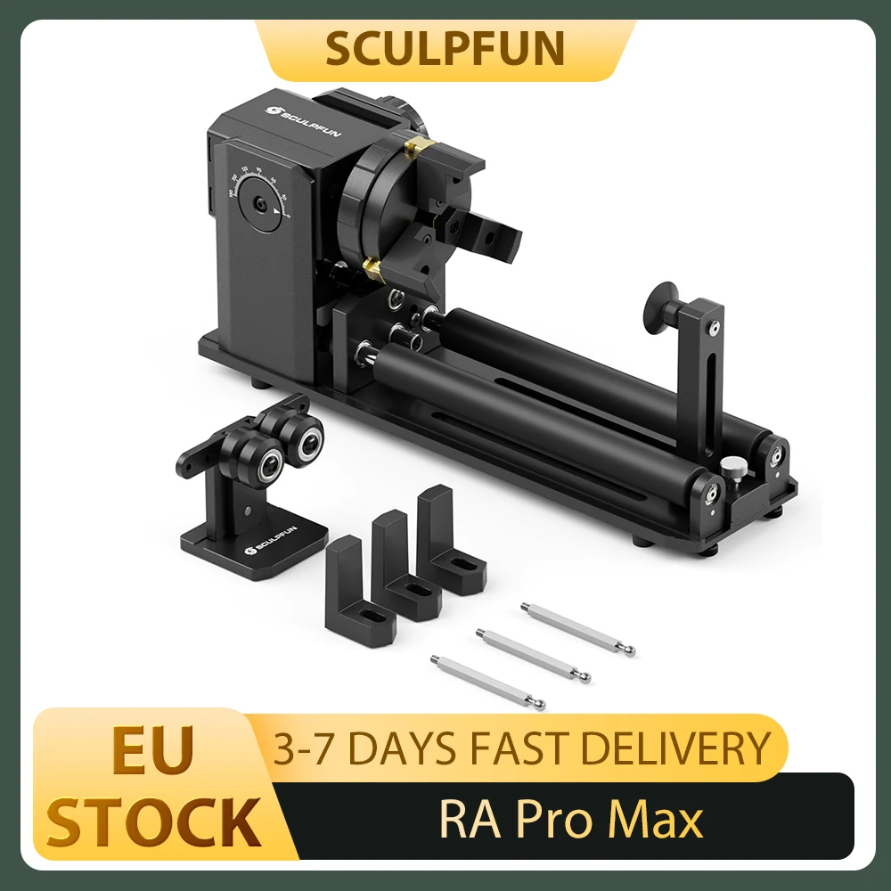 SCULPFUN RA Pro Max Modulo rotativo laser 4 in 1 con rullo, per incisione laser Oggetti cilindrici/riotondi irregolaramente
