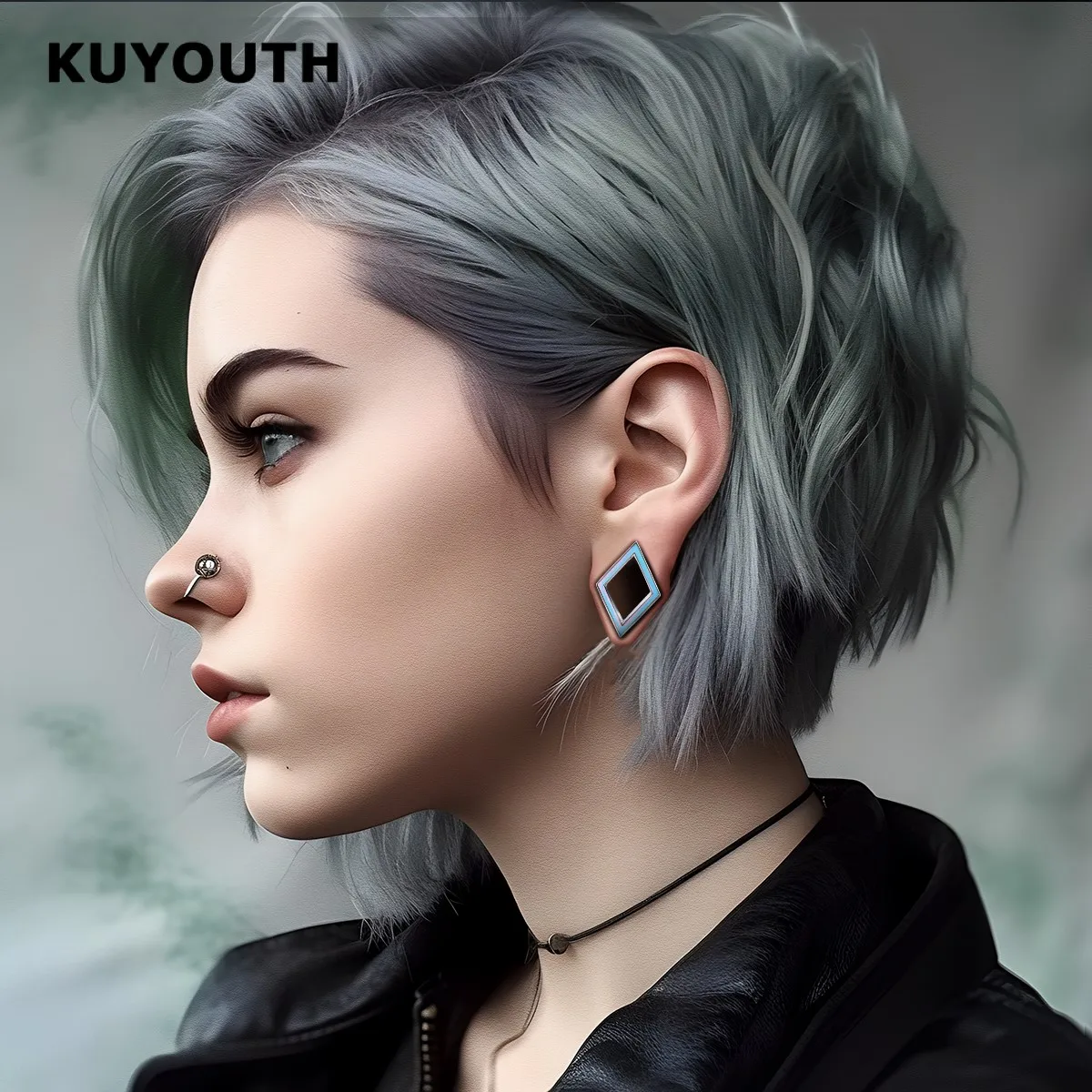 ​KUYOUTH Ear Gauges Rhombus Tunnels Expanders Plugs Stretchers Stainless Steel Earring Piercing Jewelry 2PCS