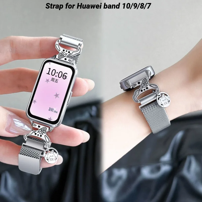 

Металлический ремешок для Huawei Band 10/9/8/7, спортивный ремешок для часов Honor Band 10/9, модные умные часы, браслет, женский браслет Correa
