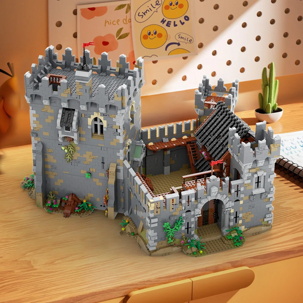 

MOC Medieval Lions' Castle Modular Building Blocks Kingdom Enclosure Walls Tower Defense Architecture Brick Toys Adult Gift