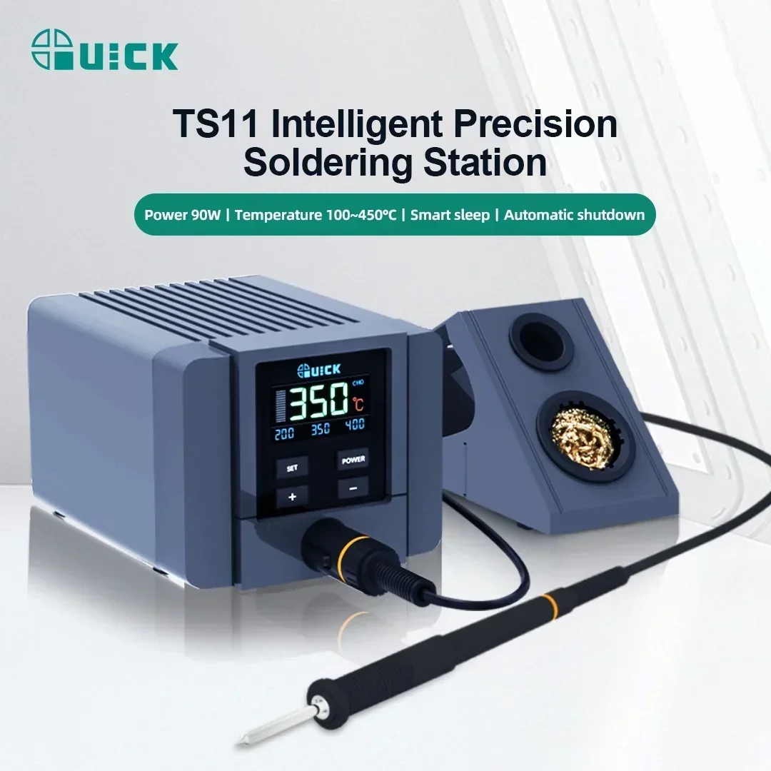 Stazione di saldatura originale QUICK TS11 90W Riscaldamento 2s con display digitale intelligente per la riparazione di saldatura PCB del telefono