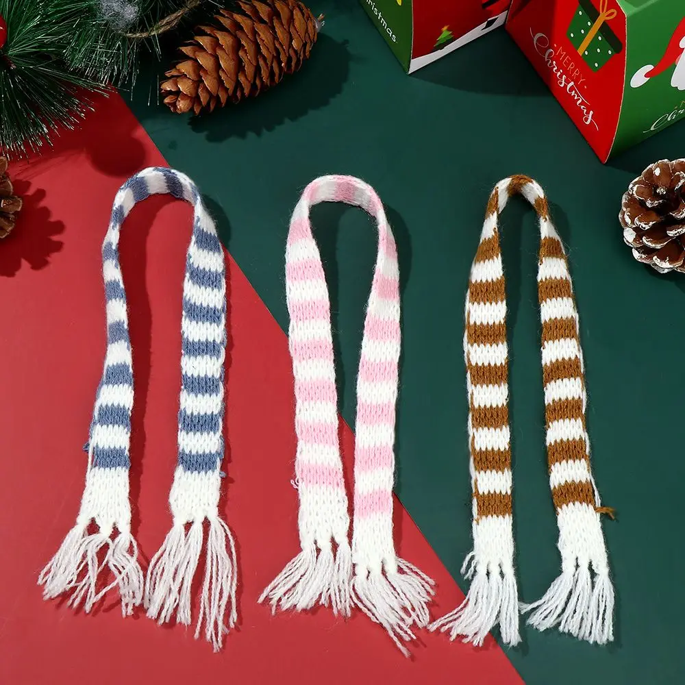 Preciosa bufanda para muñeca, sombrero, Mini gorros navideños, bufandas tejidas, accesorios para casa de muñecas, Material hecho a mano, adorno de Navidad, juguetes para niños, regalo