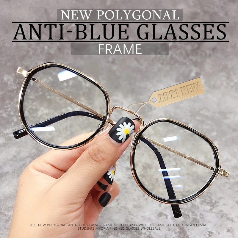 Men Women Round Myopia Glasses Oversized Clear Metal Frame Student Eyeglasses Fashion 1.0 1.5 2.0 2.5 3.0 6.0