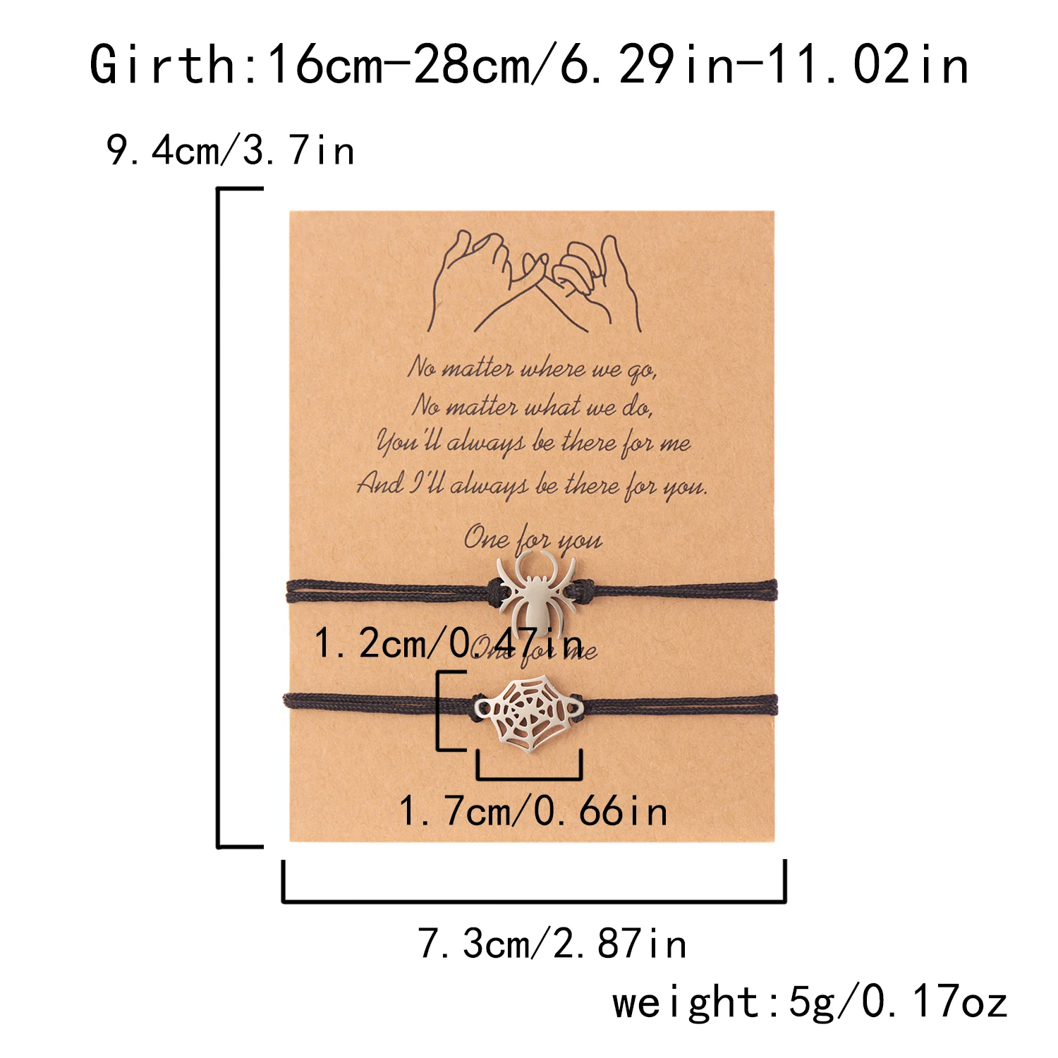 2 teile/satz Romantische Spinne Web Paar Armband Für Frauen Männer Handgemachte Geflochtenen Seil Wunsch Karte Halloween Freundschaft Schmuck Geschenke – Detail 6