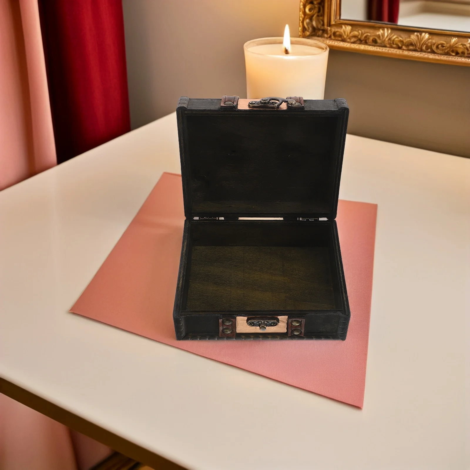 

Chinese Jewelry Box Vintage Wooden Keepsake Case with Compartments for Ring Necklace Earring Storage Traditional Asian Home