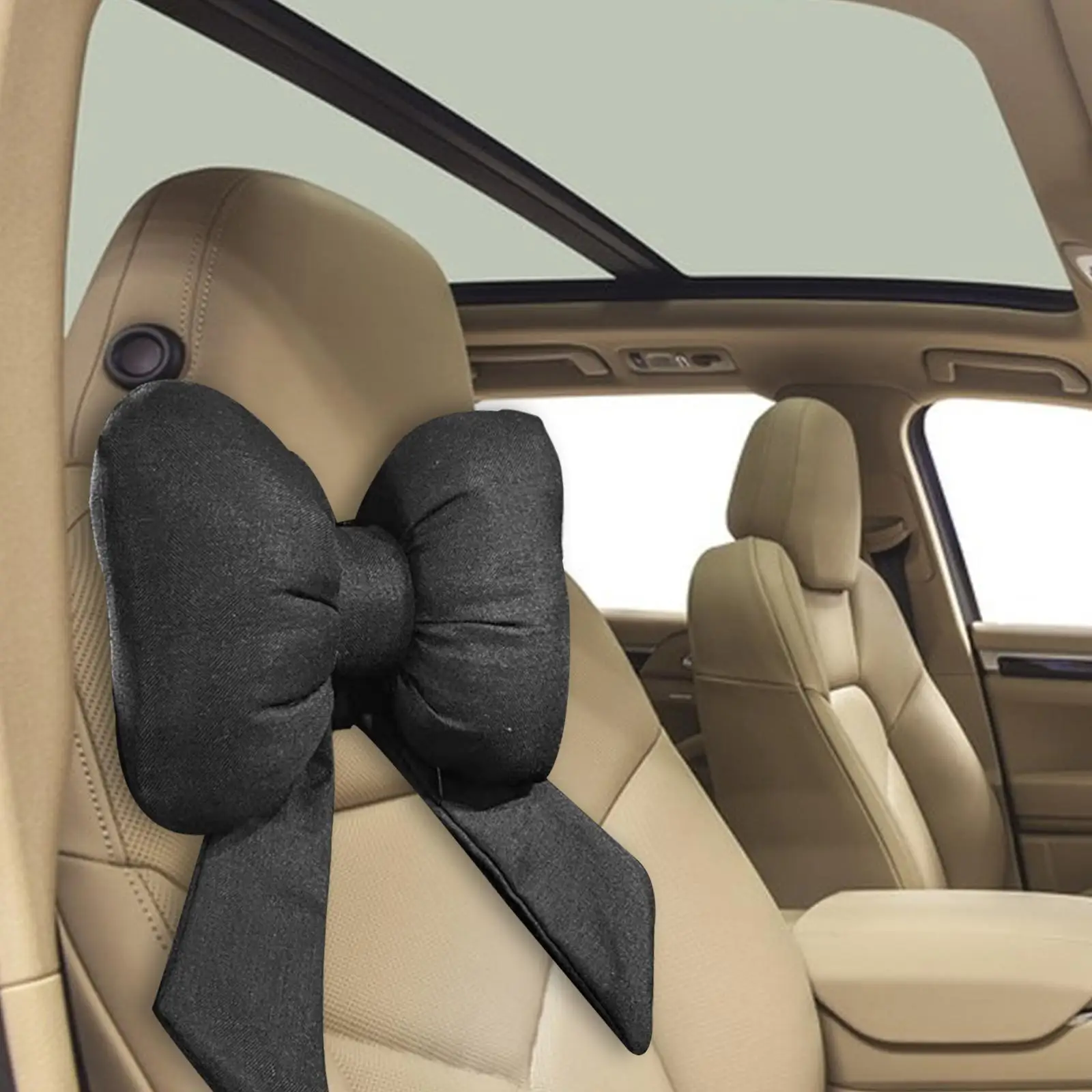 Car Neck Pillow, Cute Bow Knot Car Headrest Neck Support, Cervical Neck Pillow Universal for Most Cars