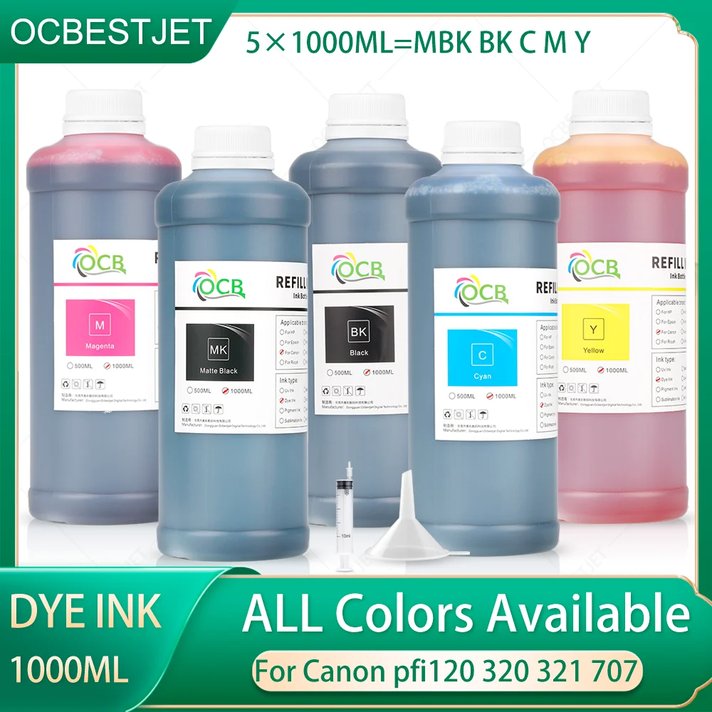 5L Dye Ink For Canon PFI 120 320 321 121 707 TM200 TM205 TM300 TM305 GP200 GP300 TM250 TM255 TM350 TM355 MFP iPF830/840/850