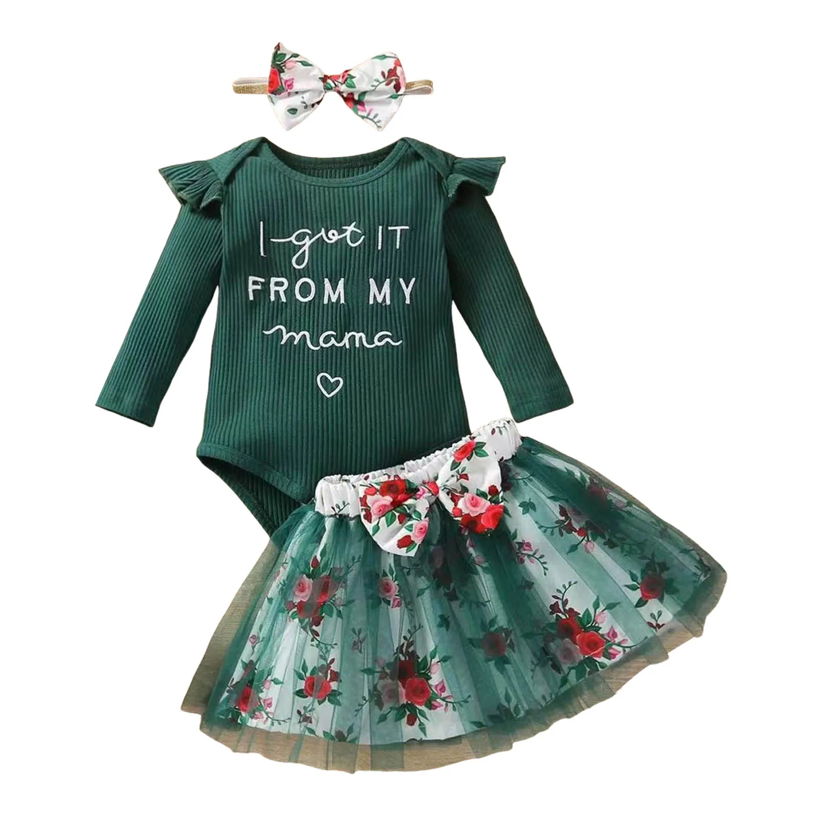 

Baby Girl Dresses 6-9 Months Baby Girls Printed Multicolor Mesh Half Length Long Sleeved Letter Suit Long Sleeve Girls Dance