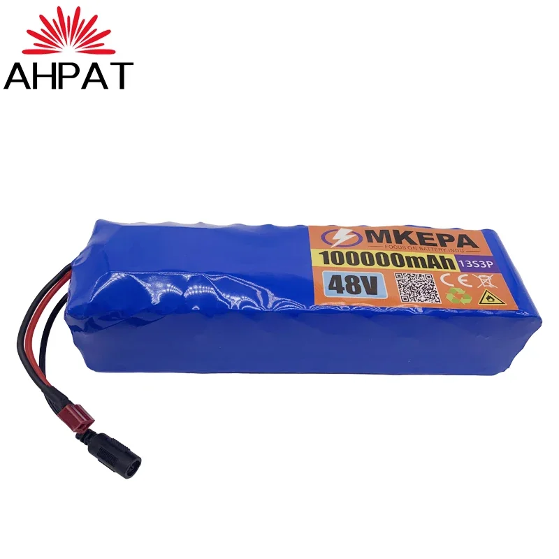 AHPAT النقل الجوي AHPAT New48V100Ah 1000 واط 13S3P 48 فولت بطارية ليثيوم أيون 100000 مللي أمبير ل 54.6 فولت مع BMS + شاحن