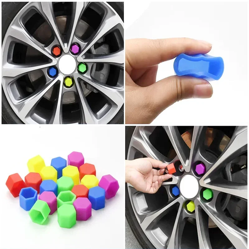 19mm/21mm Wheel Nut Caps Colorful Reflective Tire Decorative Protective Cover Modified Universal Silicone Material  Auto Parts