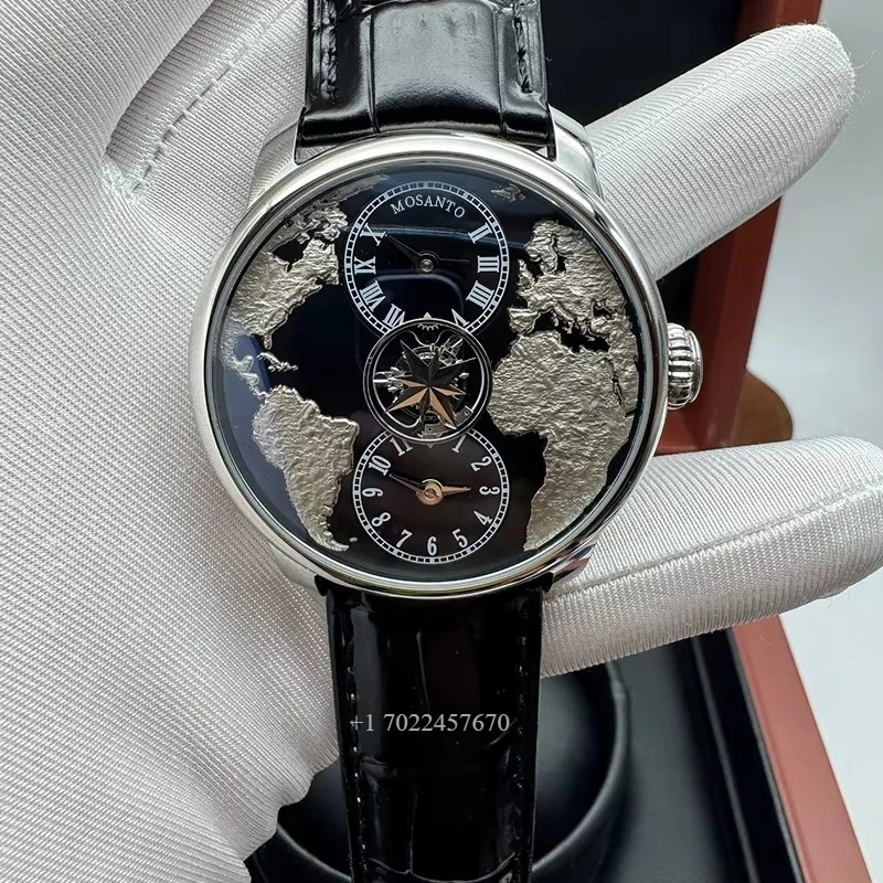 

JACOB Men's Fully Automatic Mechanical Business Fashion Waterproof Leather Stainless Steel Case ETA Movement Personalized Blue