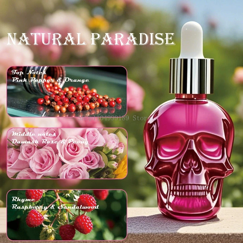 

Pink Crystal Skull Fragrance Charming Rose Raspberry Scented Essential Oil Alcohol-Free Dating Accessories Home Decoration 30ml